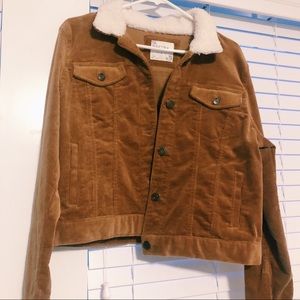Corduroy jacket with wool collar